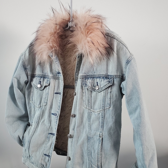 AMERICAN EAGLE faux fur lined Jean jacket - Picture 5 of 11